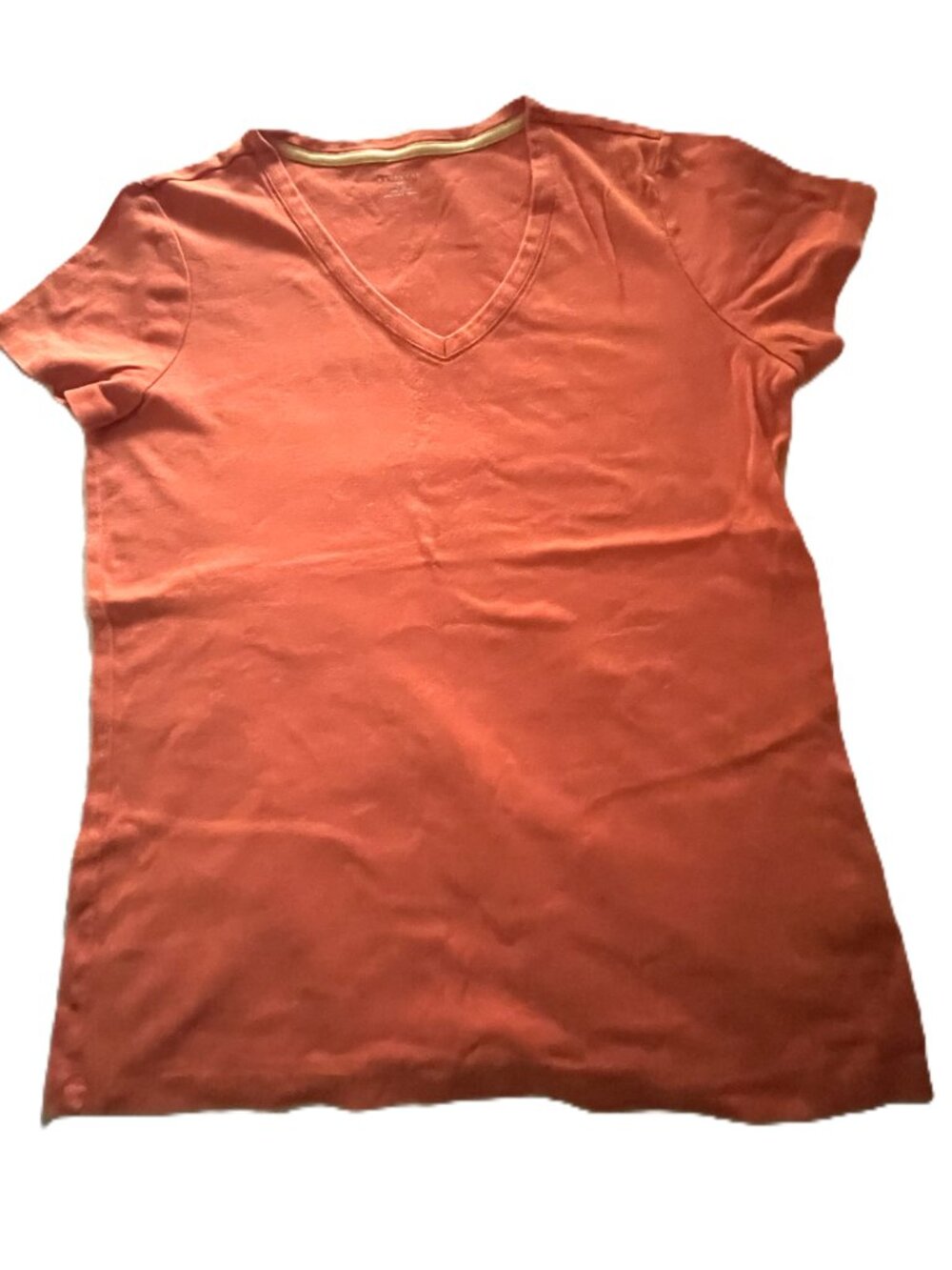 Lands' End Size XL Orange T-shirt with V-neck & Short Sleeves (B034)